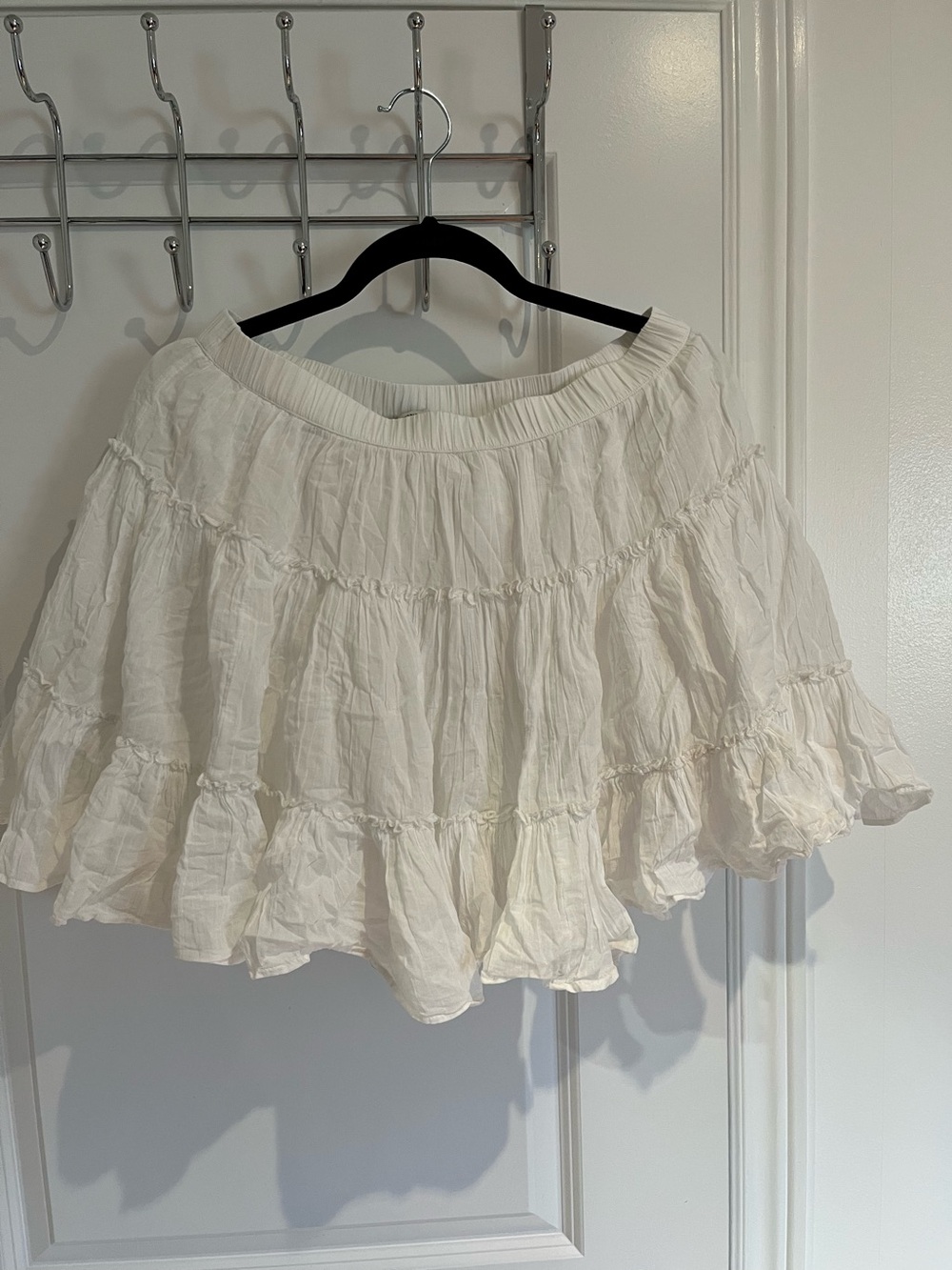 White Cotton Tiered Skirt